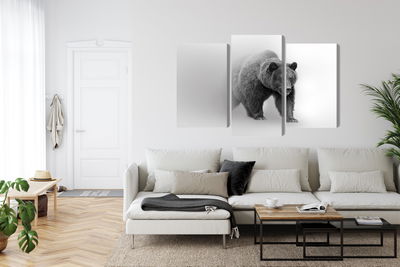 Ljuddämpande tavla - Bear in the fog 3d