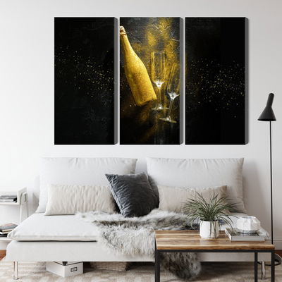 Ljuddämpande tavla - Golden bottle of champagne