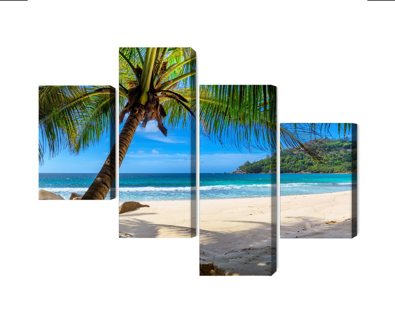 Ljuddämpande tavla - Tropical beach with 3d palm