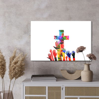 Ljuddämpande tavla - Colorful christian cross