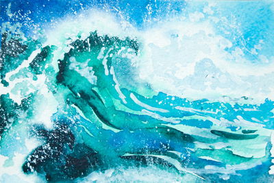 Ljuddämpande tavla - Watercolor sea and waves