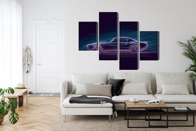 Ljuddämpande tavla - Neon muscle car
