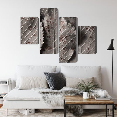 Ljuddämpande tavla - Gray leaves on a macro scale