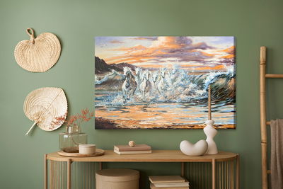 Ljuddämpande tavla - Horses at the seaside