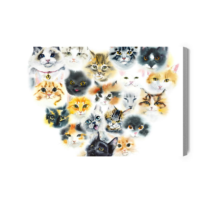 Ljuddämpande tavla - Heart of cats