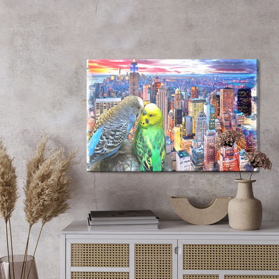 Ljuddämpande tavla - Budgerigars against