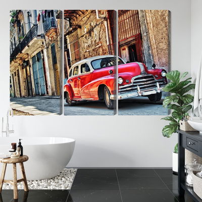 Ljuddämpande tavla - Old american car and havana