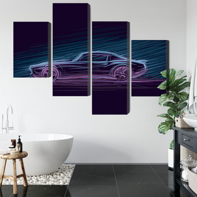 Ljuddämpande tavla - Neon muscle car