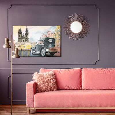 Ljuddämpande tavla - Downtown with old car