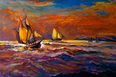 Ljuddämpande tavla - Sea storm abstraction