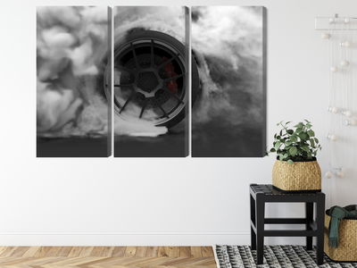 Ljuddämpande tavla - Car wheel in a cloud of 3d