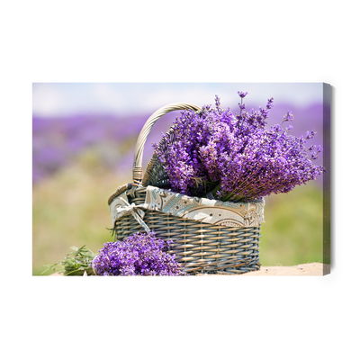 Ljuddämpande tavla - Basket with lavender flowers