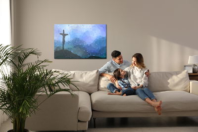 Ljuddämpande tavla - Easter scene with a cross