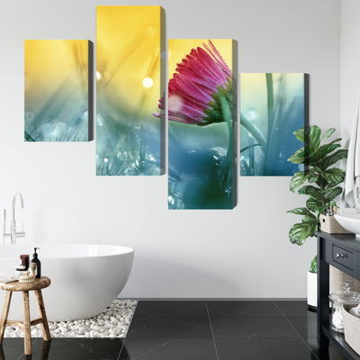 Ljuddämpande tavla - Pink flower on a 3d meadow