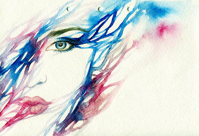 Ljuddämpande tavla - Watercolor woman face