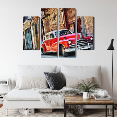 Ljuddämpande tavla - Old american car and havana