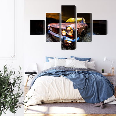 Ljuddämpande tavla - Old abandoned car 3d