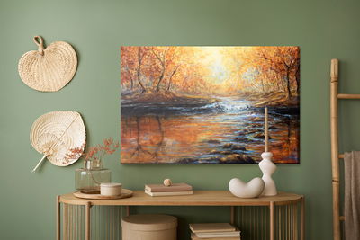 Ljuddämpande tavla - River in the autumn forest