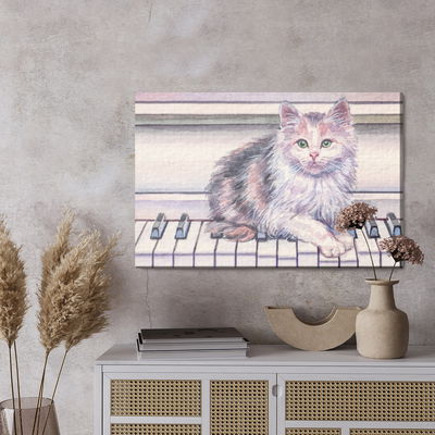 Ljuddämpande tavla - Cat on the piano