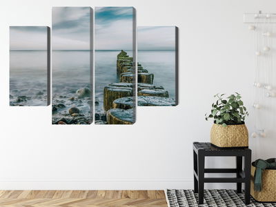 Ljuddämpande tavla - Rocky beach and 3d wooden