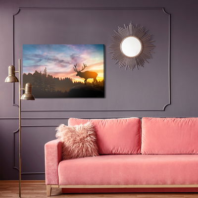 Ljuddämpande tavla - Deer at sunset