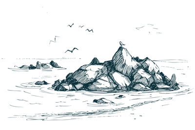 Ljuddämpande tavla - Sea of ​​rocks and seagulls