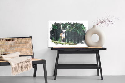 Ljuddämpande tavla - A deer in the forest painted