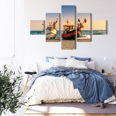 Ljuddämpande tavla - Fishing boats on the beach