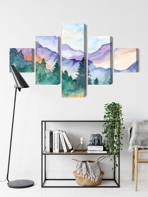 Ljuddämpande tavla - Painted mountain landscape