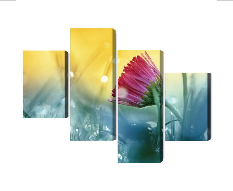 Ljuddämpande tavla - Pink flower on a 3d meadow