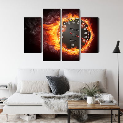 Ljuddämpande tavla - Speedometer in flames