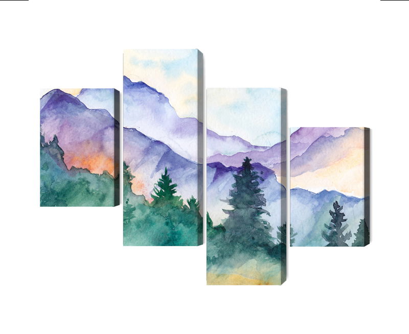 Ljuddämpande tavla - Painted mountain landscape