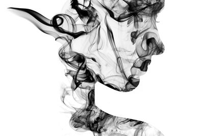 Ljuddämpande tavla - Abstract woman from smoke