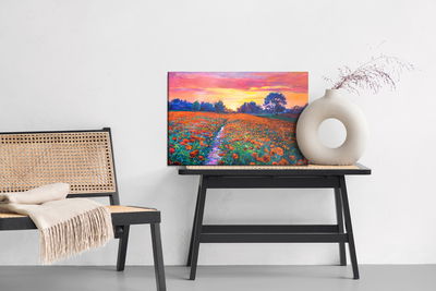 Ljuddämpande tavla - A field of poppies as painted