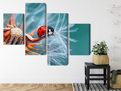 Ljuddämpande tavla - Ladybug on a dandelion