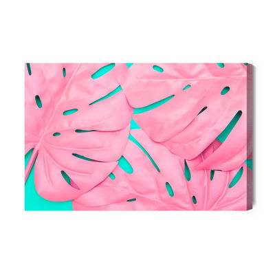 Ljuddämpande tavla - Pink decorative monstera