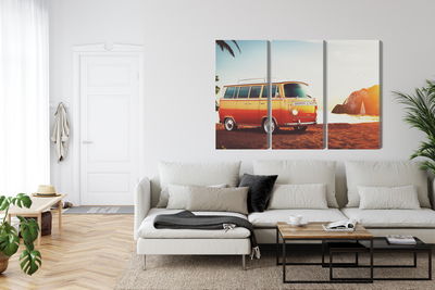Ljuddämpande tavla - Retro car on the beach