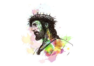 Ljuddämpande tavla - Jesus painted in watercolor