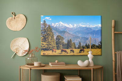 Ljuddämpande tavla - Horses and mountain landscape