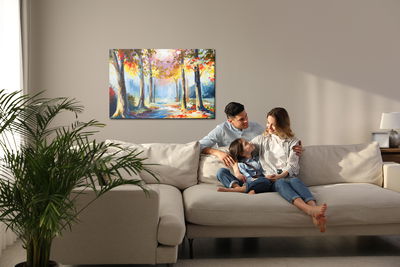 Ljuddämpande tavla - Colorful forest landscape