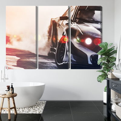 Ljuddämpande tavla - Black drifting 3d car