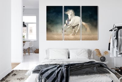 Ljuddämpande tavla - A white horse at a gallop