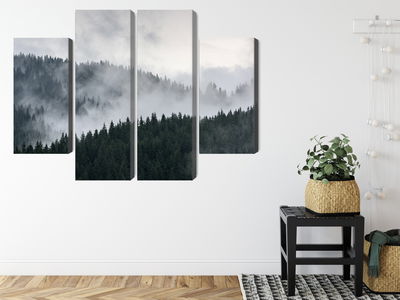 Ljuddämpande tavla - Misty 3d forest landscape