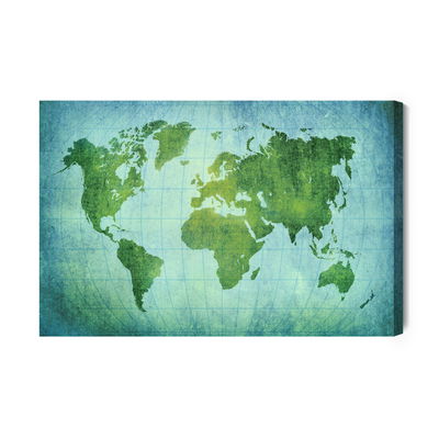 Ljuddämpande tavla - Green-blue world map