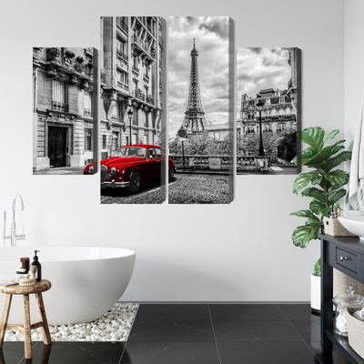 Ljuddämpande tavla - Red car in retro style