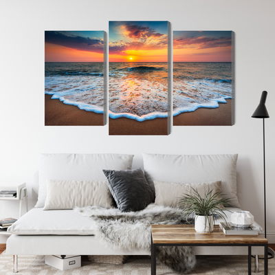 Ljuddämpande tavla - Sunset on the sea 3d