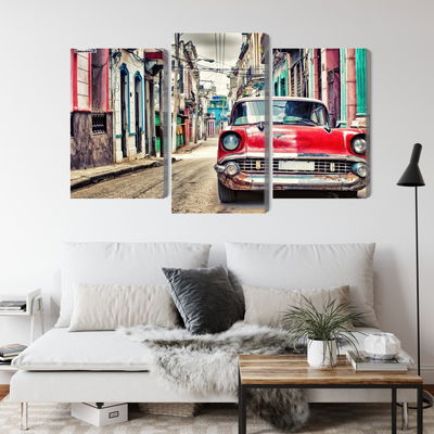 Ljuddämpande tavla - Red chevrolet car in retro