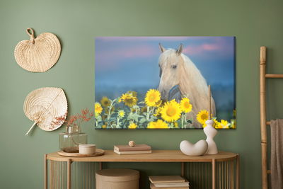 Ljuddämpande tavla - Horse and sunflowers