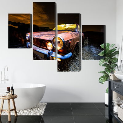 Ljuddämpande tavla - Old abandoned car 3d