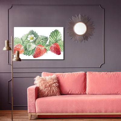 Ljuddämpande tavla - Strawberries with flowers